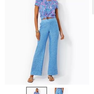 Lilly Pulitzer Deri Linen Palazzo Pant - Beckon Blue Size Medium